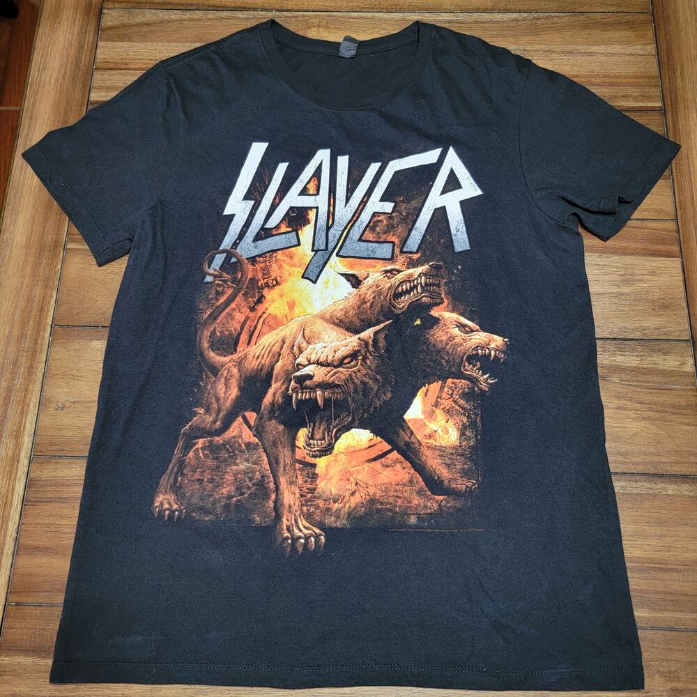 Slayer Cerberus Rising Unisex Black Tee (Bay Island) - Size Large